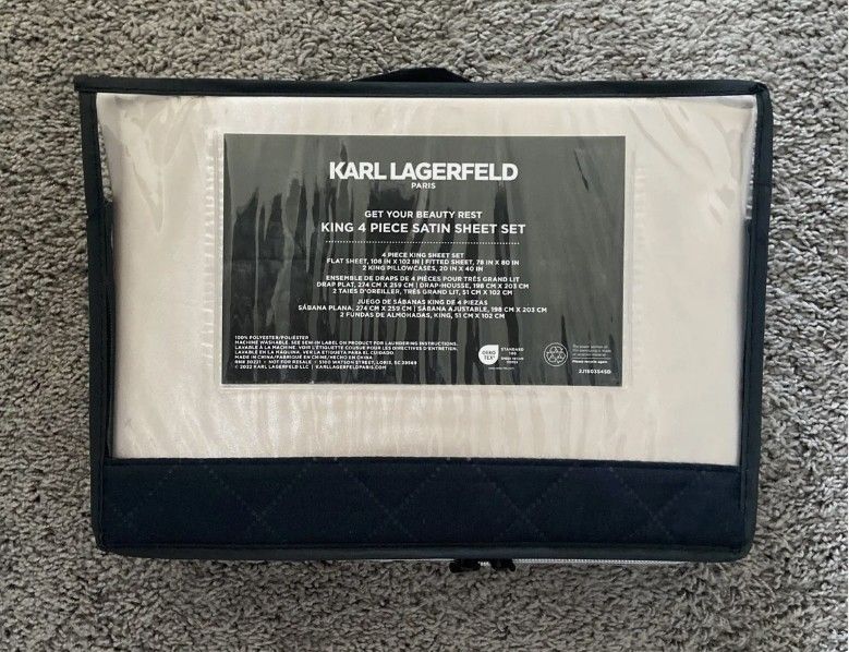 Karl Lagerfeld Satin Sheet Set King 4Pc Creme Beige Get Your