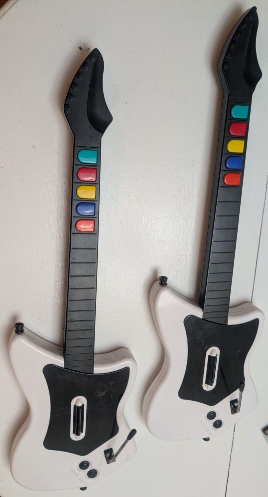 2 PS2 Guitar Hero Wireless Guitar Controllers, NO DONGLE, Wear From Regular Use