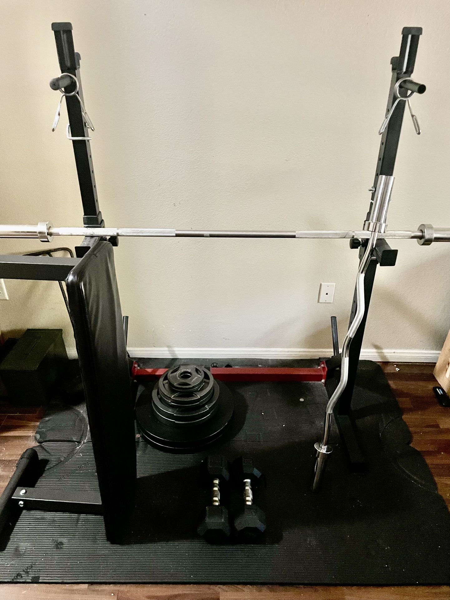 Combo Bench / Squat Racks/ Flat Bench Set With Weights
