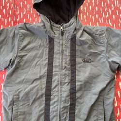 REI Boys Hooded Colorblock Jacket Gray Black Lined Full Zip S (6/7) Outdoor