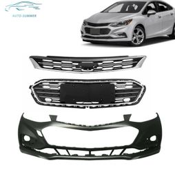 Chevy Cruze 2016 2017 18 Front Bumper Cover+Front Upper and Lower Grill