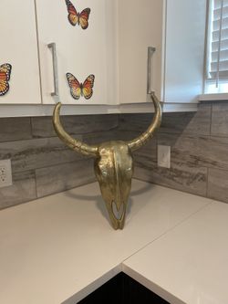 Gold Cow Skull Wall Hanging Decor