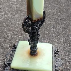 Vaseline Uranium Jadite Slag Houzer Glass Bridge Floor Lamp