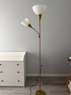 Gold Torchiere Floor Lamp with Reading Light