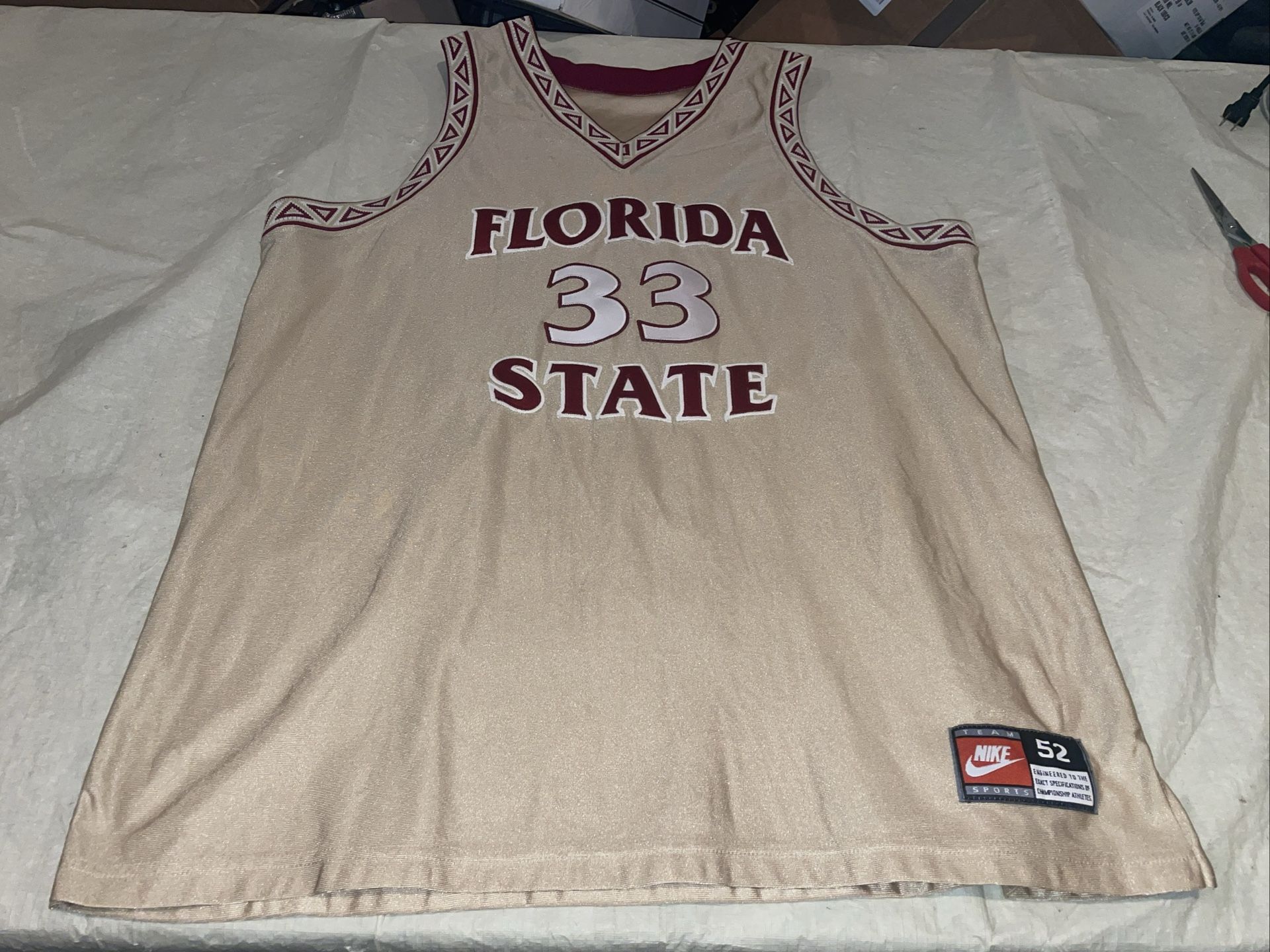 Authentic Nike Florida State Seminoles Jersey Mens 52 Gold Sewn Vintage 90s #33