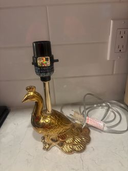 Brass Peacock Figurine Table Lamp Base