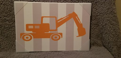 Wall Plaques Boy’s Room Construction Backhoe Dump Truck Bulldozer Crane.