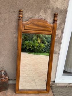 49” Vintage Wood Framed Wall Mirror