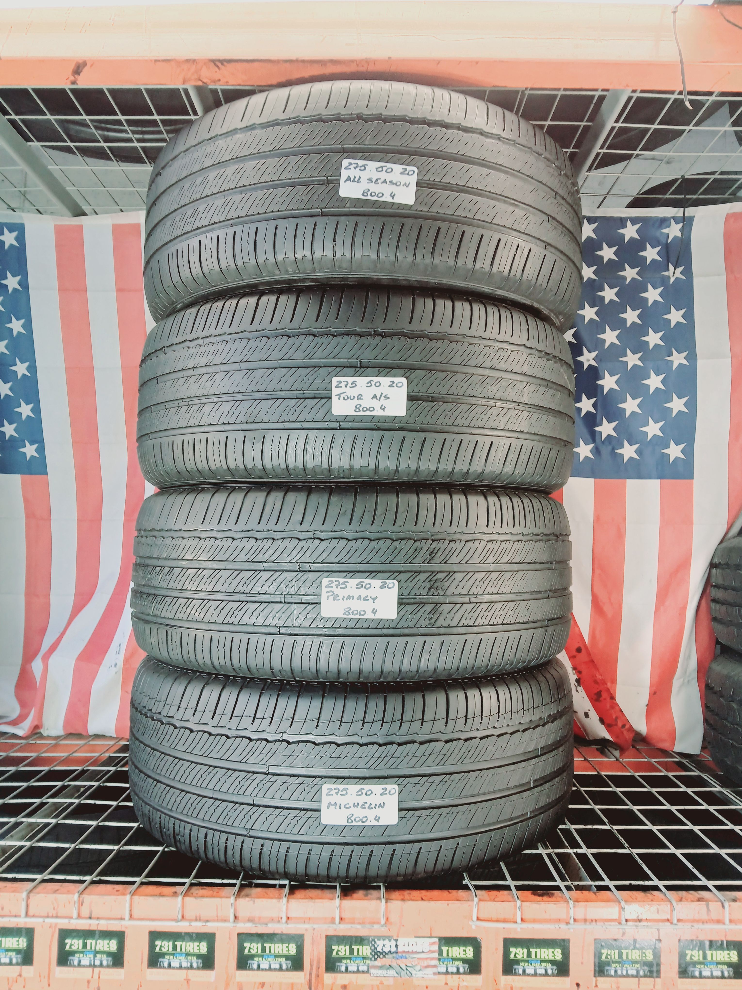 ๐ 4 Matching Used Tires 275/50R20 MICHELIN PRIMACY A/S TOUR 275 50 20