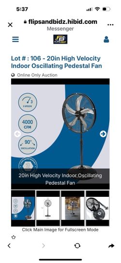 20in High Velocity Oscillating Pedestal Fan