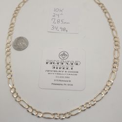 10k Gold 24" Concave Figaro Chain