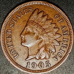 1905-P (AU-DETAILS) INDIAN HEAD PENNY! "AWESOME DETAIL'S" FREE SHIPPING (#5.765)