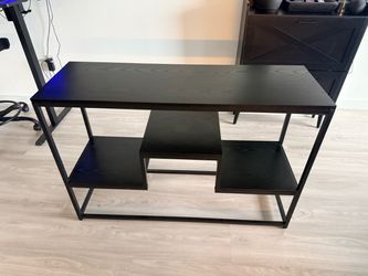 Black Wood and Metal Console with Shelves
