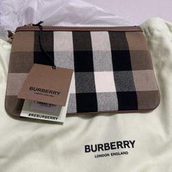Burberry Payton Clutch Wristlet Pouch House Check Canvas NWT MSRP $480