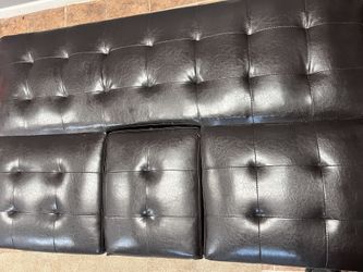 Brown Faux Leather Futon