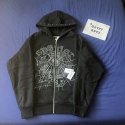 Black Sp5der Puff Print Zipup