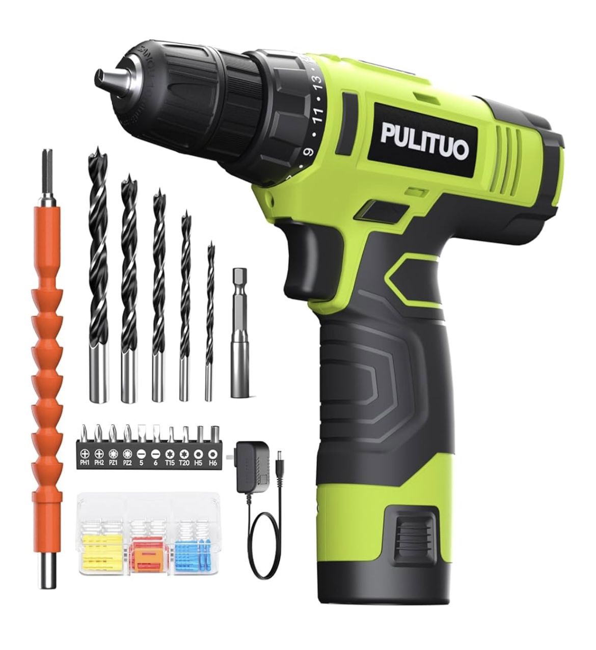 PULITUO 12V Green Cordless Drill Set