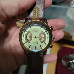 Poersi 589 Quartz Watch Brown Leather Band New