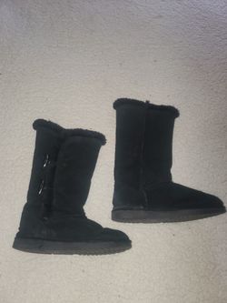 Black Suede Leather Boots Size 8