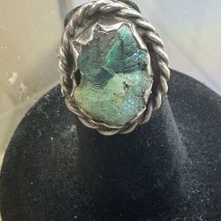 Malachite Druzzy Ring Native Made Sterling Silver 925