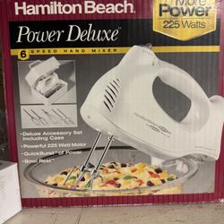 New- Hamilton Beach Power Deluxe Hand Mixer 6 Speed • 225 Watts