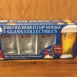 2018 Fifa World Cup Russia T-Glass Unique Shaped Drinking Glass 4 Pack 14 Oz