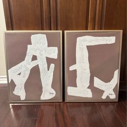 Modern Wall Art Canvas Home Decor white silver frame abstract