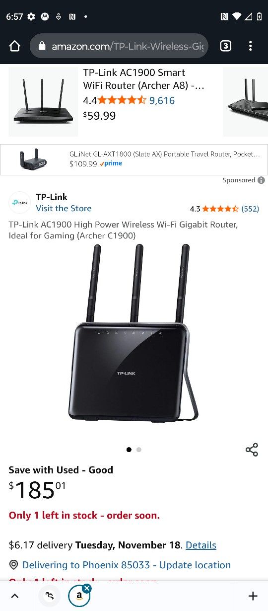 TP-LINK ARCHER C1900 WIFI ROUTER NAS