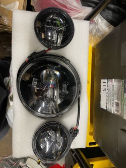Black housing led headlight and passing lights for motorcycle