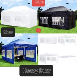 🤍10x20' Heavy Duty Enclosed Pop Up Canopy Folding with 4 Sidewalls for Outdoor Event Vendor Farmer Flea Market Tent 🤍🤍🤍