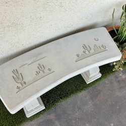 Beautifully Engraved Desert Scene On Handmade Concrete Bench 🌿 Low Price!