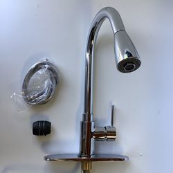 Chrome High Arc Pull-Down Kitchen  Faucet with Pull Out Sprayer, One Hole Or 3 Hole