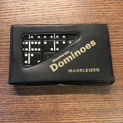 Double Six Marbleized Dominoes Set - Compact Travel Size with Case!