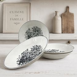 Mikasa Ultima+ Parisian Scenes HK114 Susan Steinberg Set Of 4 Coupe Soup Bowls