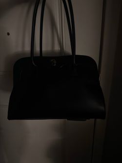 Luxury Black Leather Structured Shoulder Bag