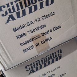 Sundown SA12 12" Subwoofer Brand New 