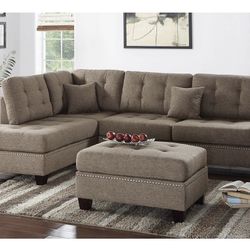 Brown Sectional Sofa With Ottoman