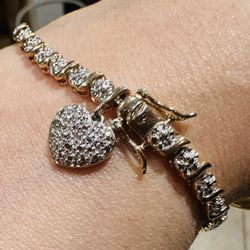 2 Tone Silver And Gold Plated Tennis Bracelet 