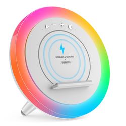 Color Changing Bluetooth Speaker Night Light with Wireless Charging