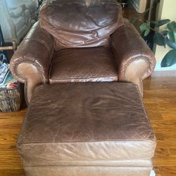 Leather Chair And  Ottoman 