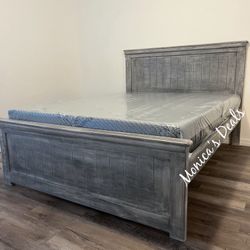 Queen Solid Wood Bed With Memory Foam Mattress $580