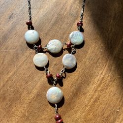 Handmade Sterling Silver-Coin Pearl Necklace