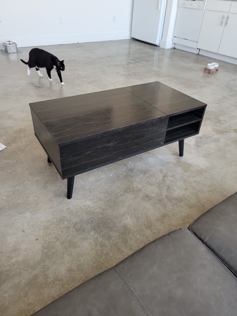 Modern Black Coffee Table (Hidden Compartment)