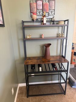 Industrial Bakers Rack with Wine Storage