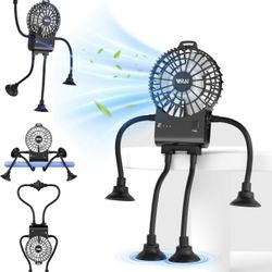 Freestyle Small Fan Man, Fun Desk Fan with Suckers, Rechargeable Portable Fan and Phone stand 2 in 1 for Office, Travel and Cars.