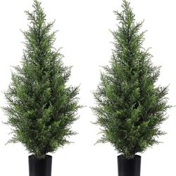 Artificial Topiary Cedar Trees 3FT Artificial Cedar Pine Tree Potted UV Rated Plant Fake Plants Tall Artificial Plants Shrubs for Indoors Outdoors 