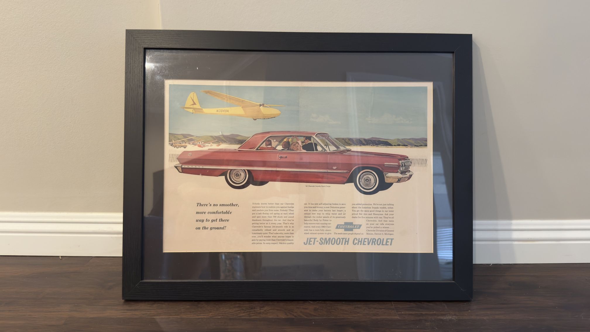 Framed Vintage Chevrolet Poster – Classic Car Ad