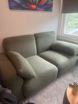 Green Boucle Loveseat Sofa