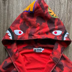 Bathing Ape Red Camo Shark Full Zip Hoodie