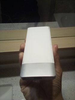 White and gray portable charger